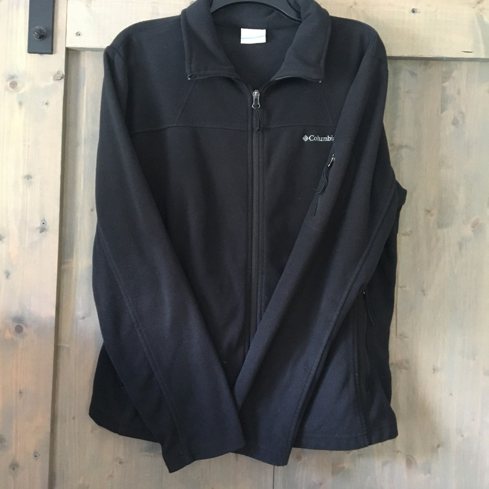 Columbia Men's Fleece Jacket Black Full Zip Size XL Fall Outdoor Zip Pockets